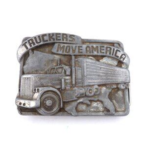 Siskiyou Truckers Move America Pewter Belt Buckle Z-27 VTG 1983